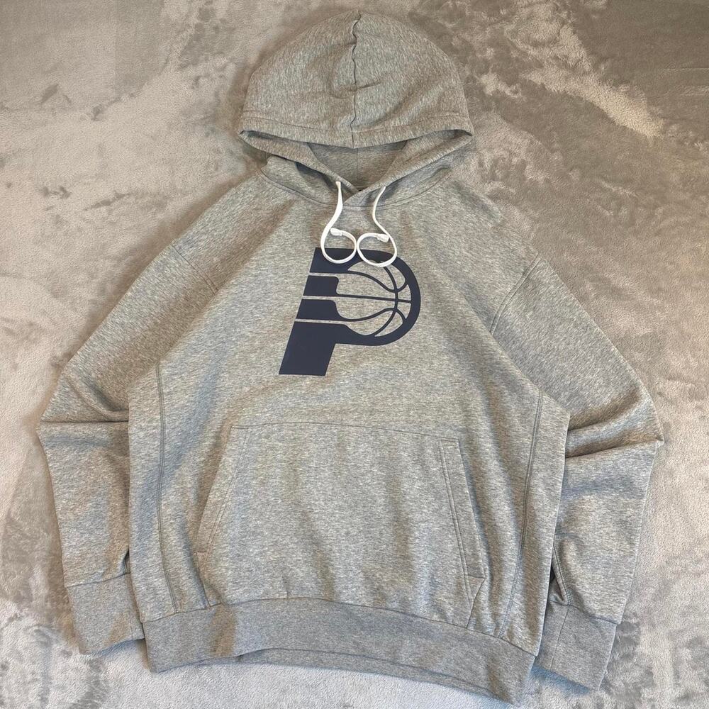 Nike Indiana Pacers NBA Gray Pullover Hoodie Men’s Large Nike Swoosh Sleeve Hit